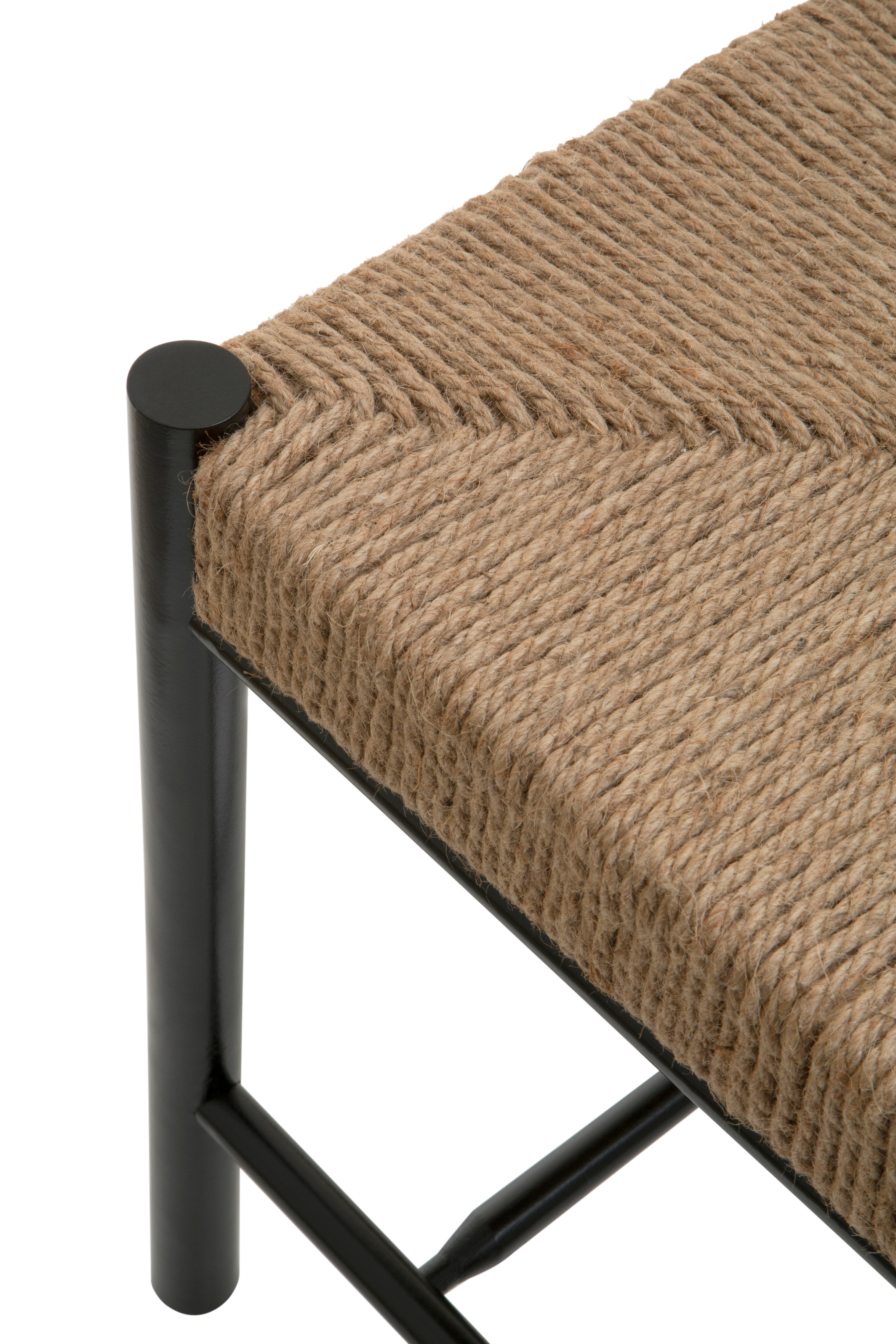 Cleets Black Wood & Woven Rope Bench | Small